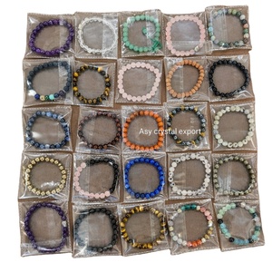 Pulsera de Cuentas de Cristal Natural de 8mm, Pulsera Elástica de Piedras Preciosas Curativas Unisex, Ojo de Tigre, Amatista, Cuarzo Rosa, Venta al por Mayor - Product Image 1