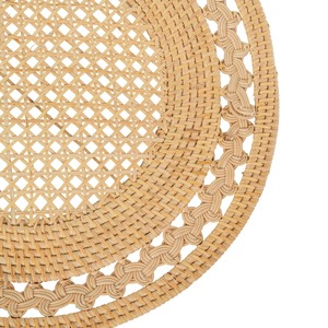 Mantel Individual Redondo de Bambú Tejido a Mano, Estilo Bohemio, 400 mm de Diámetro, Mantel Individual con Flecos de Ratán Trenzado - Product Image 3