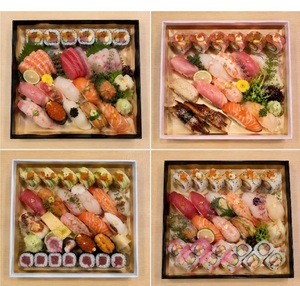Home Party Biodegradable Eco-Friendly Recyclable Paperboard Sushi <b>Platter</b> Customizable Takeout Box Go Containers Black Gold - Product Image 2