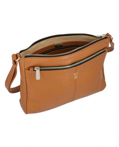 2026 Women's Crossbody Tan Genuine Leather <b>Handbag</b> High Quality Soft Texture Zipper Closure <b>Chain</b> Custom Colors Oem Luxury New - Product Image 3