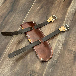 Nuevo soporte de bandera de cuero con herramientas manuales 2025, soporte de poste de estilo occidental duradero personalizado con diseño tallado para uso en Rancho doméstico y desfile - Product Image 3