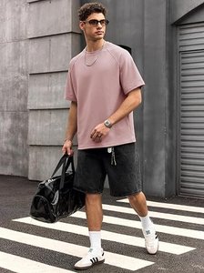 Camiseta Oversize de Algodón Pesado para Hombre, Ajuste Holgado con Hombros Caídos, Camiseta Lisa, Ropa Urbana, Fabricante de Ropa - Product Image 4
