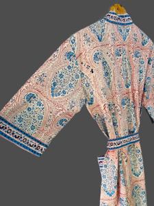 Cotton Casual Kimono Wholesale Summer Long Printed Robe Unisex Cotton Kimono Robe Soft Bath Robe Wrap Dress Handmade Loose Robe - Product Image 4