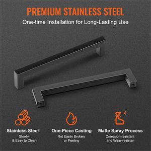 Set di 10 Maniglie Quadrate Sottili in Acciaio Inox da 128mm per Mobili, Pomelli Moderni per Cucina - Product Image 4