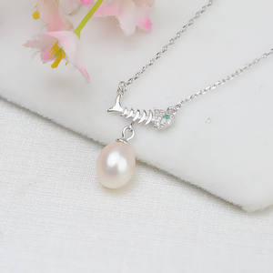 Pendentif en argent S925 en forme d'os de poisson, collier pour femme de 7 à 13 pouces, accessoires de perles DIY, 347 composants de bijoux, comprenant une chaîne - Product Image 2