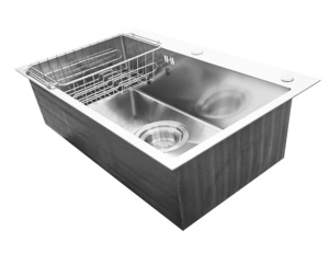 EB 6246 Fregadero de cocina de acero inoxidable en relieve de un solo tazón 304 Forma rectangular Superficie cepillada de diseño moderno vietnamita hecho a mano - Product Image 5