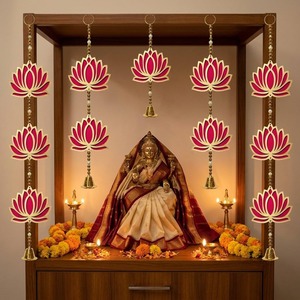 Guirlande Murale Traditionnelle en Velours MDF Doré pour Diwali, Mariage, Ganesh Chaturthi, Décoration Murale Lotus pour Maison et Bureau - Product Image 5