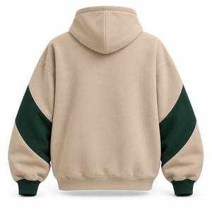 Sweat à capuche oversize en polaire vert forêt pour homme avec logo brodé, panneaux de manches incurvés, poche kangourou, service OEM, hiver - Product Image 5