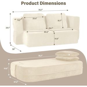 Divano Letto Convertibile Scott in Tessuto, Misura Queen, Modulare con Braccioli Alti e Dritti, Coperta Inclusa per Soggiorno e Camera da Letto - Product Image 2