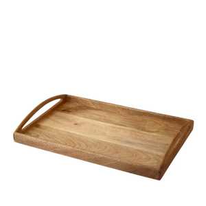 Dark <b>Walnut</b> Rectangular Wooden Serving Tray Deep Rim Cutout Handles Modern <b>Coffee</b> <b>Table</b> Drink Platter Storage Dish - Product Image 5