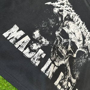 T-shirt à manches courtes pour homme, col rond, noir, avec motif de crâne, style punk, imprimé, coupe classique, tissu jersey - Product Image 3