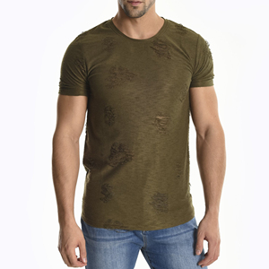 T-shirt décontracté pour homme, coupe classique, col rond, manches courtes, en toile écologique, épaules tombantes, confortable, 100% coton - Product Image 5