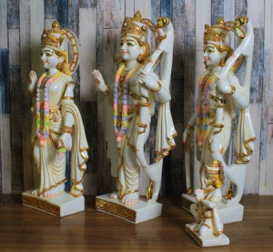 Ensemble de statues en résine artisanales Ram Darbar, idoles traditionnelles du Seigneur Rama, Sita, Lakshman, Hanuman, figurines religieuses artisanales - Product Image 4