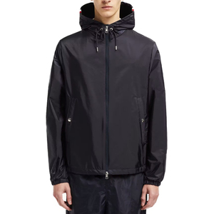 Veste imperméable à capuche pour homme, noire, avec fermeture éclair et poches, coupe classique, pour toutes les saisons, vêtements d'extérieur - Product Image 1