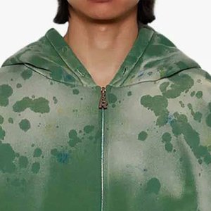 Wholesale Custom Logo Men's Green <b>Tie</b> <b>Dye</b> Tracksuit <b>Set</b> Hooded Zipper Full Sleeve Loose Fit Streetwear Adult Spring Casual Wear - Product Image 6