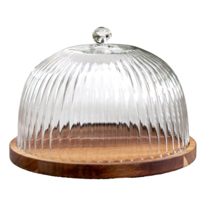 Support à gâteau rond au look classique avec dôme en verre, base en bois, réutilisable, présentoir à dessert en forme d'hémisphère, lavage à la main uniquement - Product Image 6
