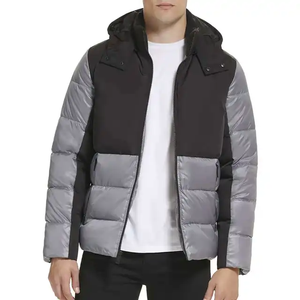 <b>Top</b> Quality Hooded Puffer Jacket OEM Logo Oversized Men's <b>Bubble</b> Solid Color Custom Men Puffer Jacket - Product Image 4