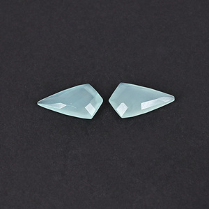Calcedonia Aqua Natural, Corte Checker de 20x12mm, Forma de Cometa, Par de Piedras Preciosas Sueltas, 13.2 Quilates, Certificadas - Product Image 3