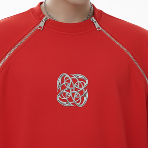 เสื้อยืดโอเวอร์ไซส์ผู้ชายผ้าฝ้าย 100% แบบมีซิปคู่ ตกแต่งตราโครเมียม สไตล์ลำลอง แฟชั่นฤดูร้อน ทรงหลวม สตรีทแวร์ - Product Image 2