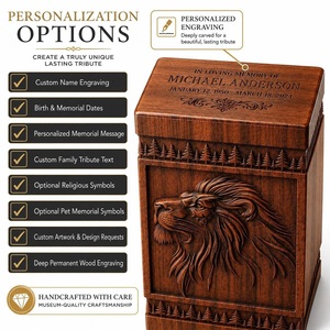 Urne funéraire pour lion, boîte à souvenirs en bois gravée et personnalisée pour animaux de compagnie et bébés, écologique et durable, pour cendres - Product Image 5