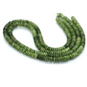 Perles plates rondes en jade vert olive naturel 5-6 mm, brin de 15 pouces, perles de pierre précieuse verte lisse, fournitures pour la fabrication de bijoux - Product Image 3