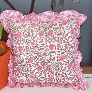 Funda de Cojín con Volantes Florales, Cuadrada, Bordada, de Algodón, Decorativa, Estilo Bohemio para el Hogar - Product Image 1