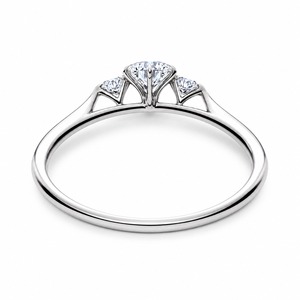 Anillo de compromiso de plata 925 con tres diamantes, corte brillante redondo, engaste de puntas, joyería fina clásica para mujer - Product Image 2