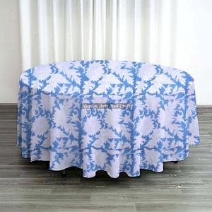 Best Selling Products Factory Outlets Wedding Table Cloth <b>Round</b> Hand Block Printed Designer Pure Cotton <b>Tablecloths</b> for Sale - Product Image 4