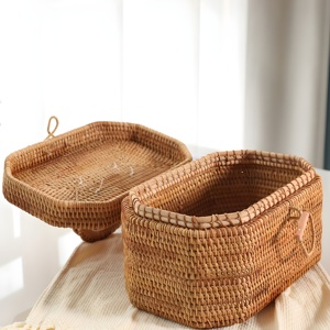 High quality rattan picnic <b>suitcase</b> basket outdoor lunch dinner organiser wicker hamper baskets - Product Image 3