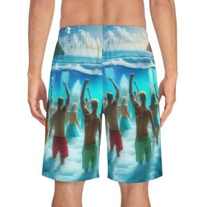 Pantalones cortos de verano para hombre, pantalones cortos informales transpirables con cordón, trajes de baño de color liso, pantalones cortos para correr y hacer deporte, surf, vacaciones en la playa - Product Image 5