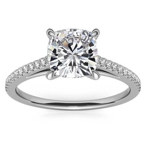 Bague en Moissanite taille coussin en Argent Sterling 925 plaqué Or Blanc, Luxe Classique, pour Fiançailles, Mariage, Promesse, Mariée - Product Image 1