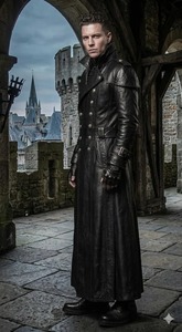 Black Leather Trench Coat Men Long <b>Gothic</b> Coat Double Breasted Leather Overcoat Victorian Style Coat Cosplay Winter <b>Jacket</b> - Product Image 6