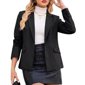 Blazer de Lana Marrón Texturizado Personalizado para Mujer, con Patrón a Cuadros, Solapa con Muescas, Manga Larga, Chaqueta Casual - Product Image 4