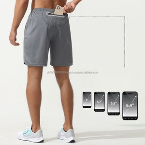 Venta al por mayor 2 en 1 Jogger Shorts Mens Gym Workout Short Running Shorts con bolsillo interior del teléfono Pantalones cortos deportivos de compresión para hombres - Product Image 3