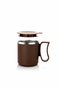Mug en acier inoxydable de qualité supérieure, à double paroi isolée, pour café, thé et autres boissons, avec poignée, pour la maison, le bureau et les voyages, design durable. - Product Image 4