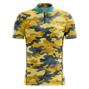 Chemise camouflage de haute qualité à col montant, manches courtes, fermeture éclair, sublimation, unisexe, 100% polyester, hauts à col montant - Product Image 1