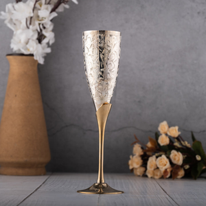 Messing Champagnergläser Set von 2 Handgefertigte Metall-Champagnerkelche Vintage Dekorative Trinkgläser Hochzeits-Tischgeschirr Hausbar Restaurant - Product Image 6
