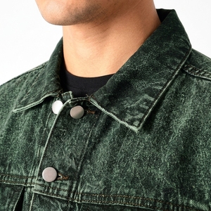 Men's Custom Regular Fit Turn-down Collar Solid Color Washed Jeans Jacket Breathable OEM Denim Jacket - Product Image 3