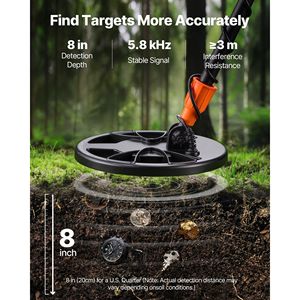 Rilevatore di Metalli Professionale ad Alta Precisione IP68 Impermeabile per Adulti, Rilevatore d'Oro con Bobina di Ricerca e Display, Accessori per la Caccia - Product Image 2