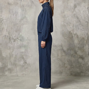 2026 New Arrived Women's Outdoor Wear Cotton Fleece Windbreaker Zip <b>Jacket</b> Hooded Pants Tracksuit High Solid Embroidered Lace - Product Image 5