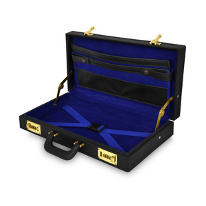 Master Blue Lodge Apron Case Black PU Leather Velvet Lining Custom Metal Name Plate Multi-Functional Premium Masonic Briefcase - Product Image 2