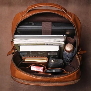 Signature Vintage Leather <b>Backpack</b> <b>Waterproof</b> Anti-Theft Laptop Rucksack Genuine Leather Craft LBP-0435 - Product Image 3