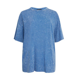 Nouveau T-shirt court pour femme 2026, qualité supérieure, coupe classique, style vintage, délavé à l'acide, couleur unie, au-dessus du genou, en promotion - Product Image 4