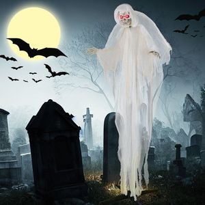 Statuetta di Angelo Fantasma di Halloween da 2,5 m con Occhi Luminosi e Movimento Automatico delle Ali, Decorazione per Halloween - Product Image 1