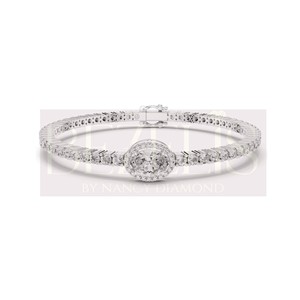 Brazalete de oro amarillo de 14k con diamantes cultivados en laboratorio, brazalete de diamantes certificado, joyería ética, brazalete de diamantes para mujer, regalo y para usar en fiestas. - Product Image 2