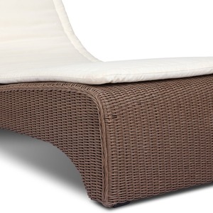 Modern Outdoor Sun Lounger with PE Rattan Frame and Polyester <b>Cushion</b> Solid <b>Back</b> Design for Patio Use - Product Image 5