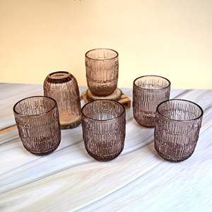 Juego de 6 Vasos Vintage AMAARE de 450 ml de Capacidad, Vasos Transparentes con Texturas Únicas para el Hogar, Hotel, Regalo de Boda - Product Image 5