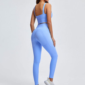 Ensemble de yoga deux pièces pour femme 2026 : Tenue de sport athlétique, respirante, sans coutures, avec leggings ajustés et haut de fitness très élastique - Product Image 3