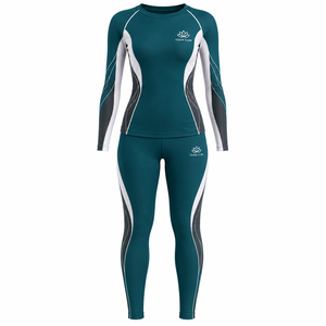Yoga Club Women's Plus Size Long Sleeve Yoga Set Teal Breathable Quick Dry Medium Support Spandex/Polyester <b>Mesh</b> Activewear - Product Image 1