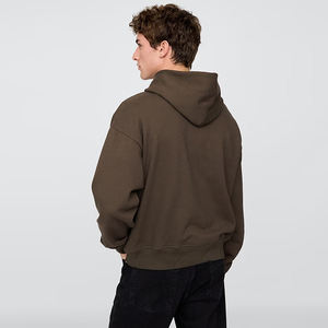 Sweat à capuche oversize marron pour homme, en molleton décontracté, avec poche kangourou, personnalisable avec logo - Product Image 2